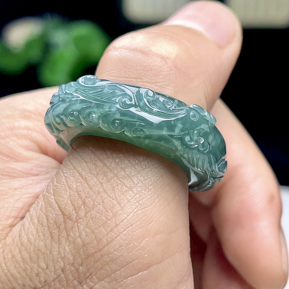 No. 23 Jade Ningshan Natural Jade Phoenix Ring