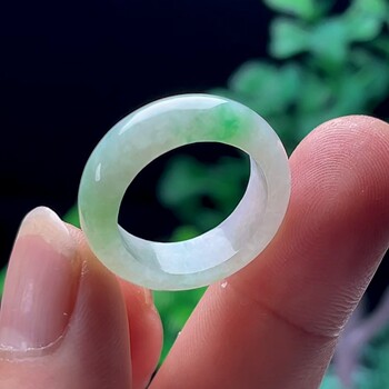 No. 16 natural a goods jade ice floating green ring genuine burmese material jade wide edge ring men and women jade finger environmentally friendly genuine