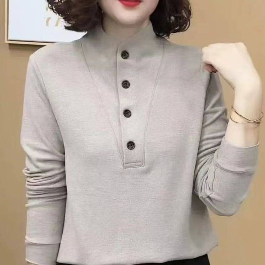 2025新款时尚洋气百搭气质长袖打底衫女士长袖显瘦上衣T恤