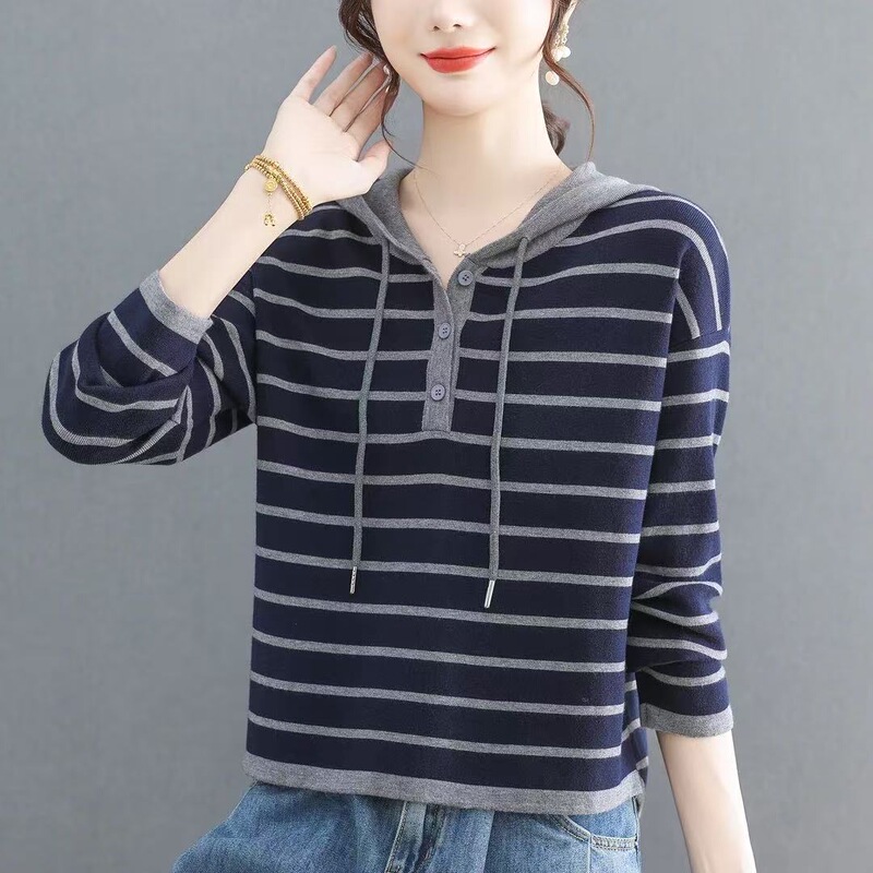Slightly Chubby Women's Spring and Autumn Outfit, Gentle Style, Simple Casual Korean-Style Hoodie, New Slimming Versatile Top