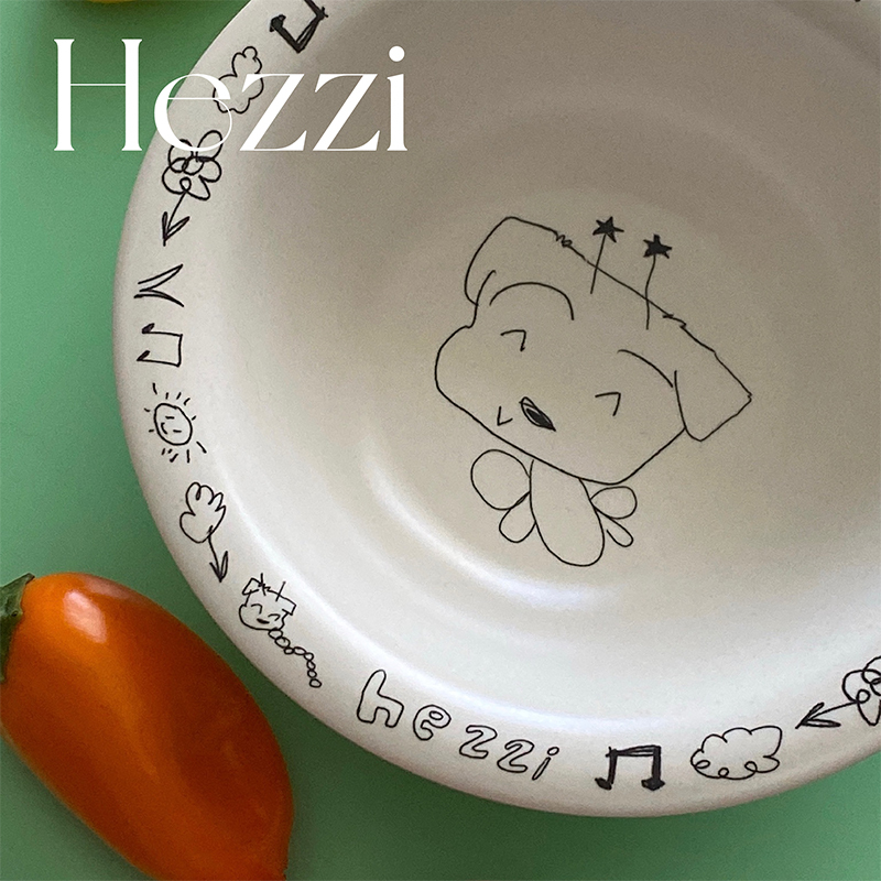 Hezzi*57743 Original Collaboration with the Brand "My Pawfect Life" Bamboo Fiber Tableware Yogurt Bowl Breakfast Plate