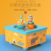 MiDeer deer Music Box children rotating wooden Indian dancing music box toy baby birthday gift