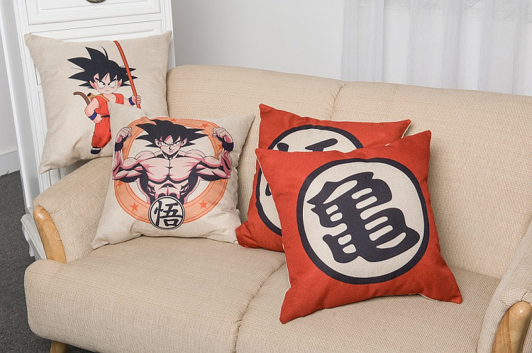 Bảy viên bi ăn trưa Đệm bóng Sun Wukong Cotton Xe Ô tô Đệm Rùa Bất tử Gối Văn phòng Eo tựa lưng Mat gối mền 2in1