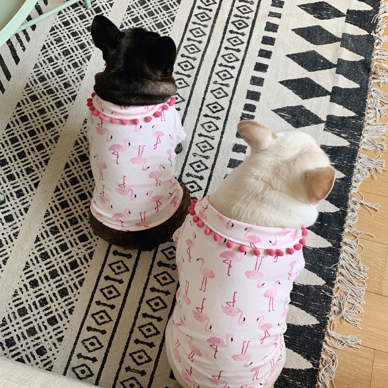 Original Design Dogs Pets Fardou Clothes Baggies Obese Dogs Spring Autumn Style Pink Flag-bird Spot