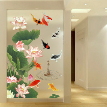 Engraved art glass partition screen living room light-transmitting frosted customized tempered process entrance porch background