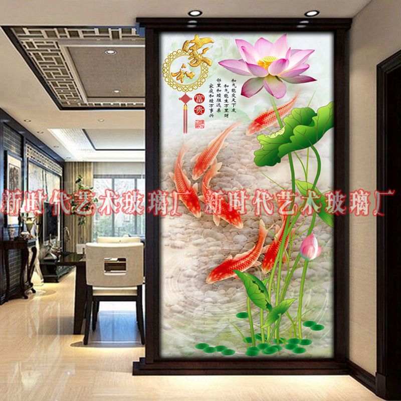 Custom Art Glass Partition Living Room Light Transmission Screen Engraving Carved Sculpted Frosted Craftsmanship Modern Genguan Background Wall