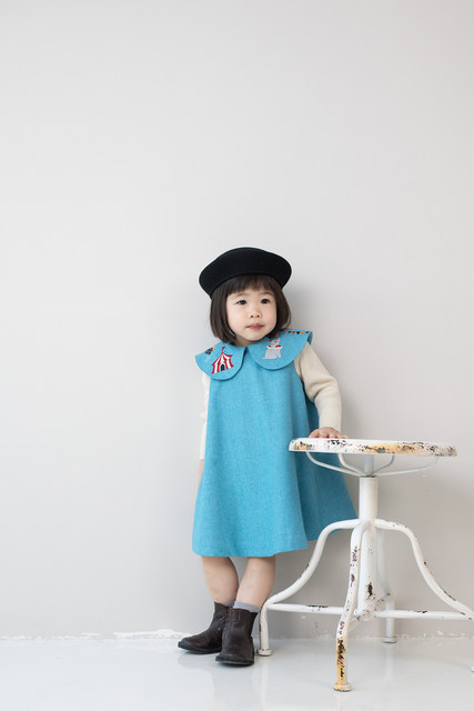 Babyckids ເດັກນ້ອຍລະດູຫນາວ Wool Doll Collar Embroidered Circus Tank Dress