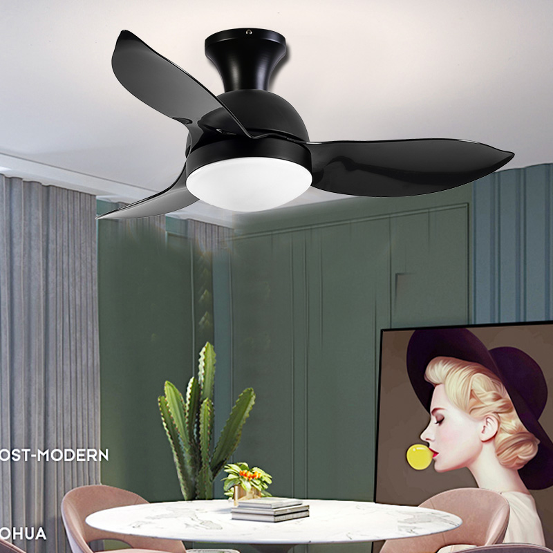 Nordic inverter ceiling fan lamp 36 inch low floor ultra-thin ceiling fan lamp dining room living room bedroom with fan chandelier