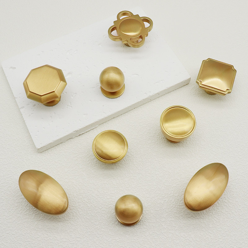 Brass handle modern simple drawer cabinet door wardrobe golden European American style new Chinese style golden single hole door handle