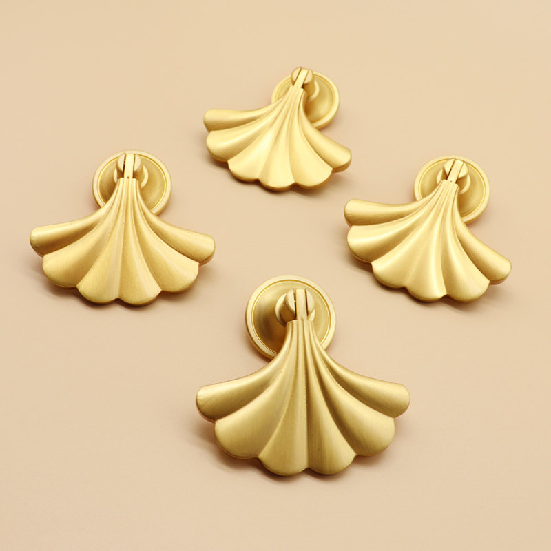 Ginkgo leaf cabinet doorbrass handdrawer wardrobe modern simple new Chinese pendant cabinet American style French handle