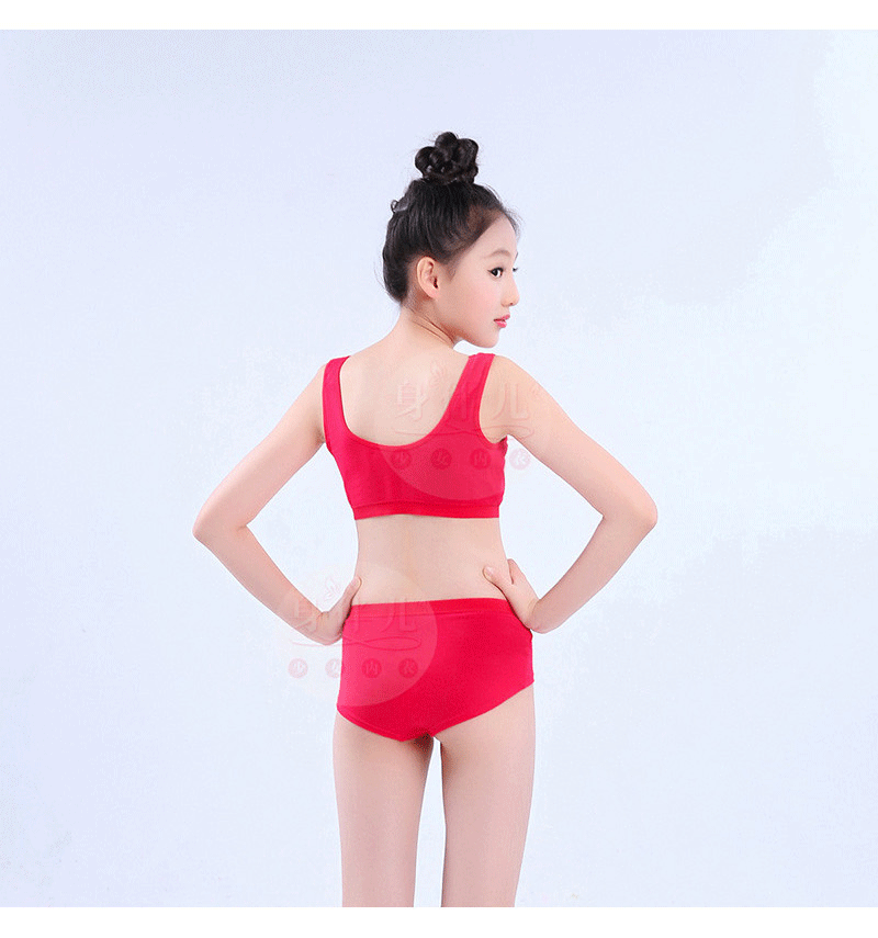 2019 SpongeBob Nữ Đồ lót màu đỏ Cô gái Thời kỳ phát triển Vest Bra Quần Set Big Child Teen 12 tuổi quần chip ren