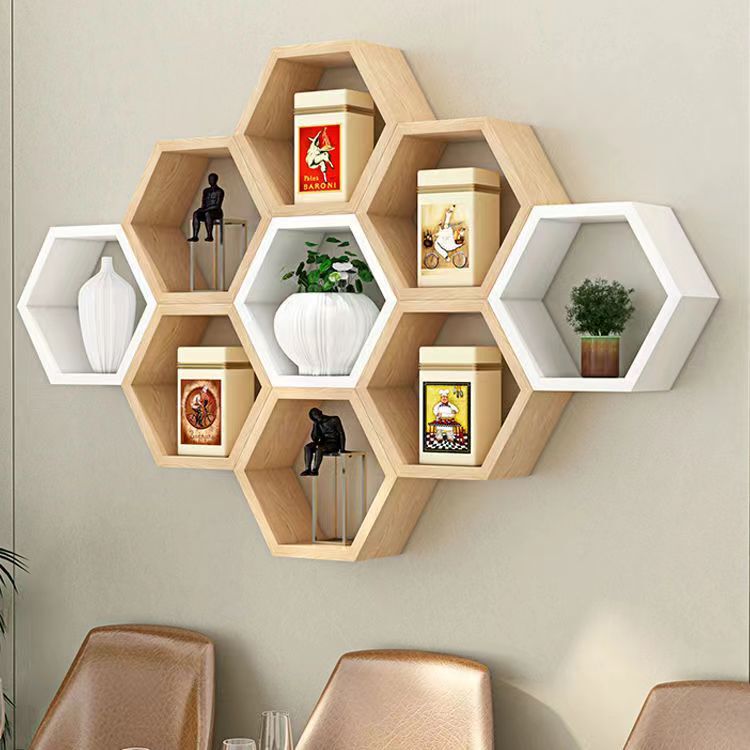 Hexagonal Grid Wall Shelf Campus Cultural Wall Decoration Rack Simple Bedroom Study Wall-Mounted Display Rack Hexagonal Grid Wall Shelf Campus Cultural Wall Decoration Rack Simple Bedroom Study Wall-Mounted Display Rack