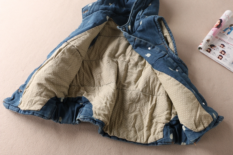 Mùa thu và mùa đông của phụ nữ retro đồng khóa thường áo trùm đầu dày denim cotton vest nữ không tay áo khoác cotton WA3018 áo khoác vest nữ