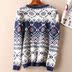 Mùa đông retro đôi jacquard dày cổ tròn áo len áo len nữ dài tay ấm áo dệt kim nữ B163 thời trang công sở nữ cao cấp Áo len