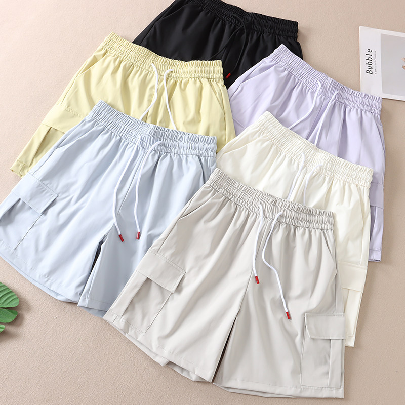 休闲时尚大口袋工装短裤女夏百搭高腰显瘦韩版运动五分裤 X47详情2