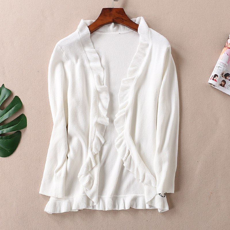 Treo lên có trọng lượng của mùa xuân hoang dã thanh lịch earmuffs bằng gỗ áo len nữ mỏng mỏng cardigan áo khoác D624-D625 áo len form rộng