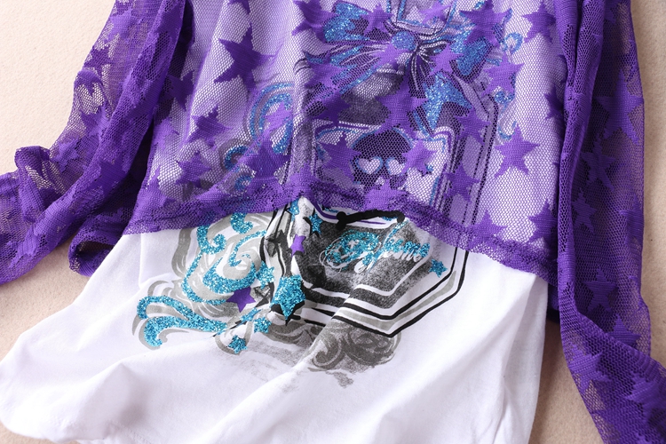 Màn hình ren hai mảnh của cô gái Zhongda Y-shirt + Yếm trong C185 áo thun trẻ em nữ