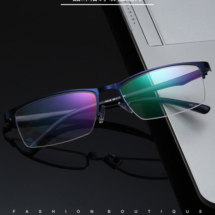 Business Half-frame male myopia glasses resin aspherical anti-blue light finished product 100150200250300 degrees