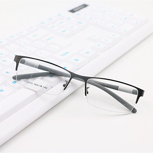 Business men's half-frame with degree myopia glasses color-changing anti-blue light flat light anti-radiation finished product 0-600 degrees
