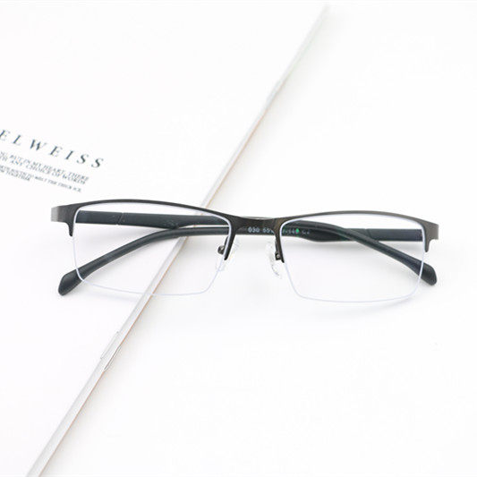 Men's near-sight glasses finished half-frame large face discoloration and anti-blue light with lenses radiation-proof flat light mirror 0-500 degrees