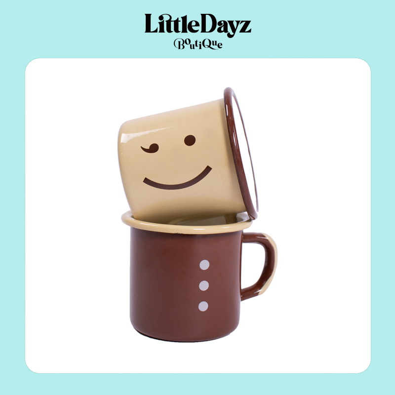 LittleDayz Mug Jiushen Coffee Cup Enamel Cup Drinking Water Tea Cup Home Outdoor Picnic Smile Personality