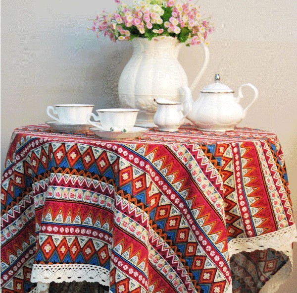 [Có thể được tùy chỉnh] vải lanh nghệ thuật vải lanh bàn cà phê vải boho Đông Nam Á phong cách quốc gia khăn trải bàn vuông khăn trải bàn vintage