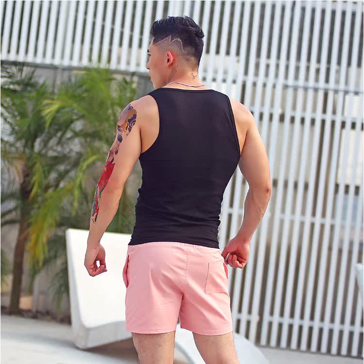 Mùa hè mới cho nam vest bó sát thể thao cao co giãn thon gọn cổ thấp thể dục vest cơ thể thấm mồ hôi áo ba lỗ nam form rộng