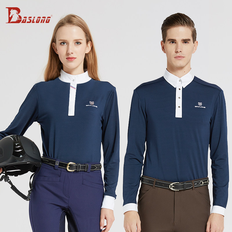 Equestrian T-shirt long sleeve polo shirt autumn and winter quick-drying breathable equestrian suit competition T-shirt men's and women's children's models