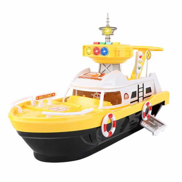 New Large Children's Inertial Storage Boat with Lights and Music, Fire Truck and Police Car Toy Model for Boys and Girls