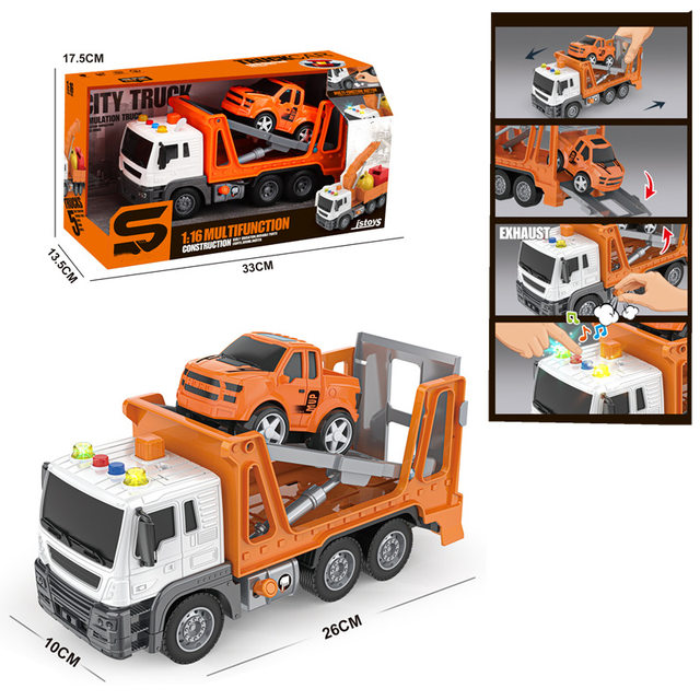 Children's Large-Scale Toy with Lights and Music, Air Pressure Inertia Engineering Vehicle, Simulated Water-Spraying Fire Truck, Transport Vehicle, Boy's Toy