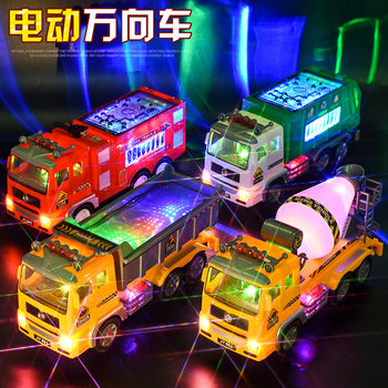Popular Large Electric Toy Car with Omnidirectional 4D Lights and Music, Engineering Vehicle Simulation Children's Toy Car Model