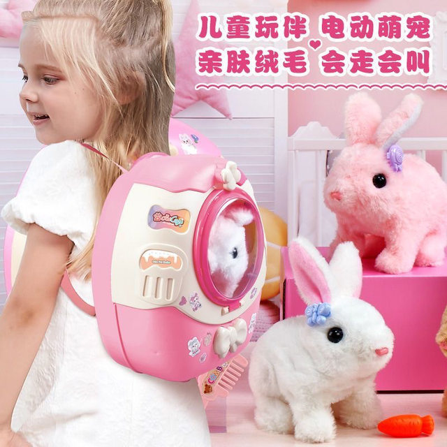 Chaosheng Electric Children's Stuffed Bunny Toy Can Bark and Walk Puppy Kitten Trolley Box Cute Pet Gift