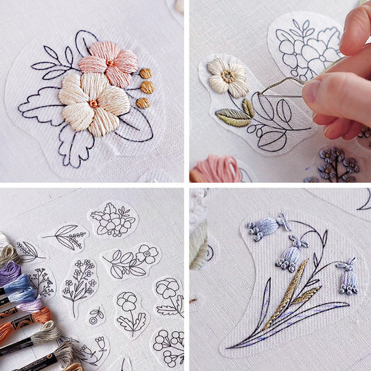 NO.23春日花园(有视频教程)手工diy刺绣花朵水溶贴纸
