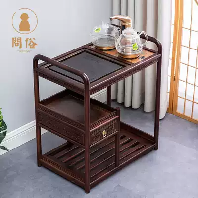 Rosewood tea car solid wood Wujin Stone tea tray household tea table Wheel Mobile tea table tea set kettle integrated