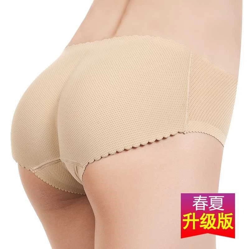 Fake ass quần lót womens quần hip-top đầy đặn chéo thần eo thấp dày hoàn toàn thoải mái vô hình đệm hip khe mùa hè mỏng.