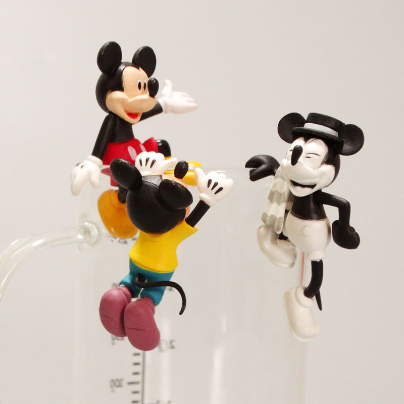 Mickey Switch Decoration Wall Sticker Small Figurine Cup Rim Tea Buddy Cup Figurine Mickey Minnie Mouse Car Decoration