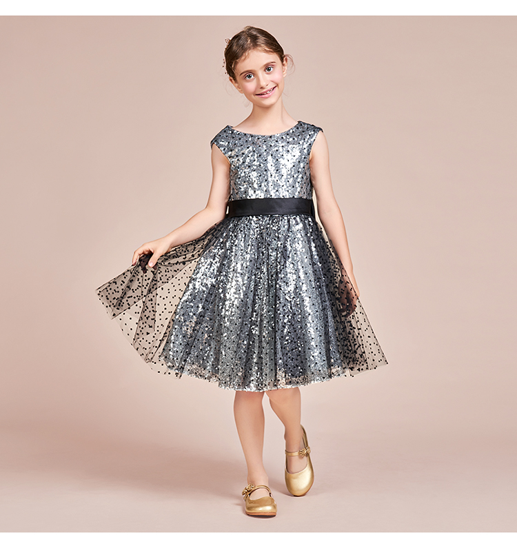 Cô gái hoa cô gái ăn mặc cô gái bạc sequin công chúa đầm nhỏ chủ trang phục piano trình diễn váy váy set vest 3 món cực chất cho bé trai
