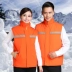 Mùa đông quần áo làm việc cotton vest nam dày tự động sửa chữa cửa hàng áo vest quần áo bảo hộ lao động dải phản ánh bảo hiểm lao động quilted vest tùy chỉnh - Dệt kim Vest áo vest nam thời trang Dệt kim Vest