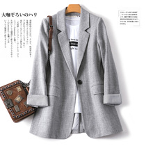 Net red suit jacket female Korean version of early autumn 2021 New loose casual autumn jacket British small suit light gray