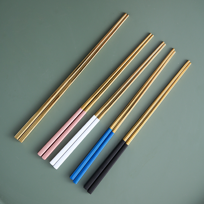 Stainless steel chopsticks 304 household anti - slip solid and personality Nordic creative high - end network red in single - person clothing