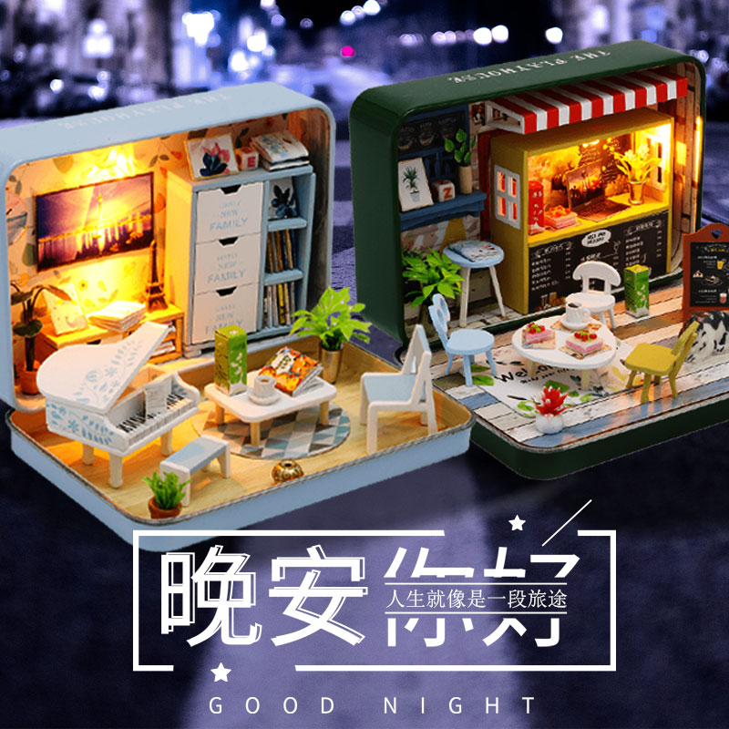 Hiroda Diy Handmade Gift Box Theater Small House Model Creative Assembly Cottage Mini Wooden Toys