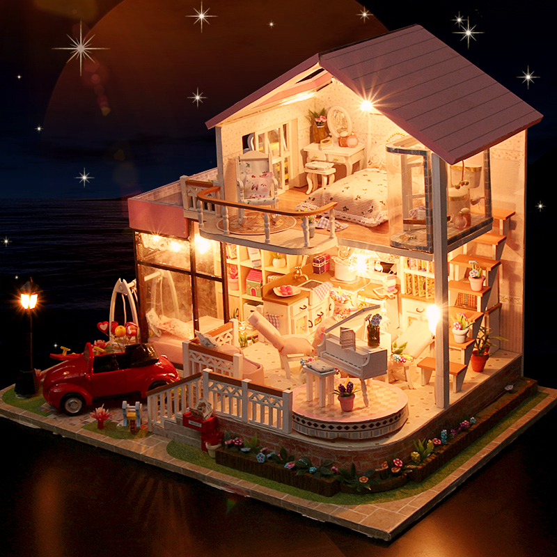 Hiroda Diy Lodge Attic House Model Handcrafted Creative Making Assembled Villa Princess House Children's Festival Gifts