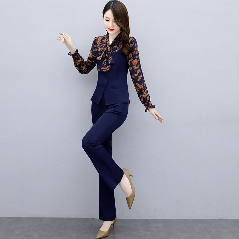 Autumn clothes 2022 new women's clothing spring and autumn fashion career Two sets of foreign air Han version light and warm air hostesn temperament suit-Taobao