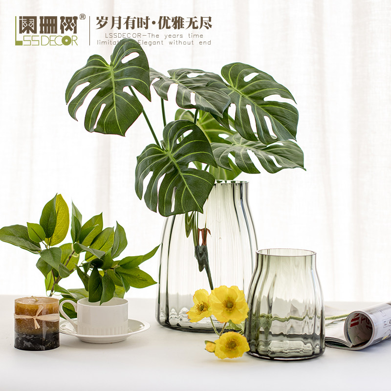 Modern simple Dai Ran flower arrangement vase Nordic large transparent hydroponic glass vase living room creative vase ornaments
