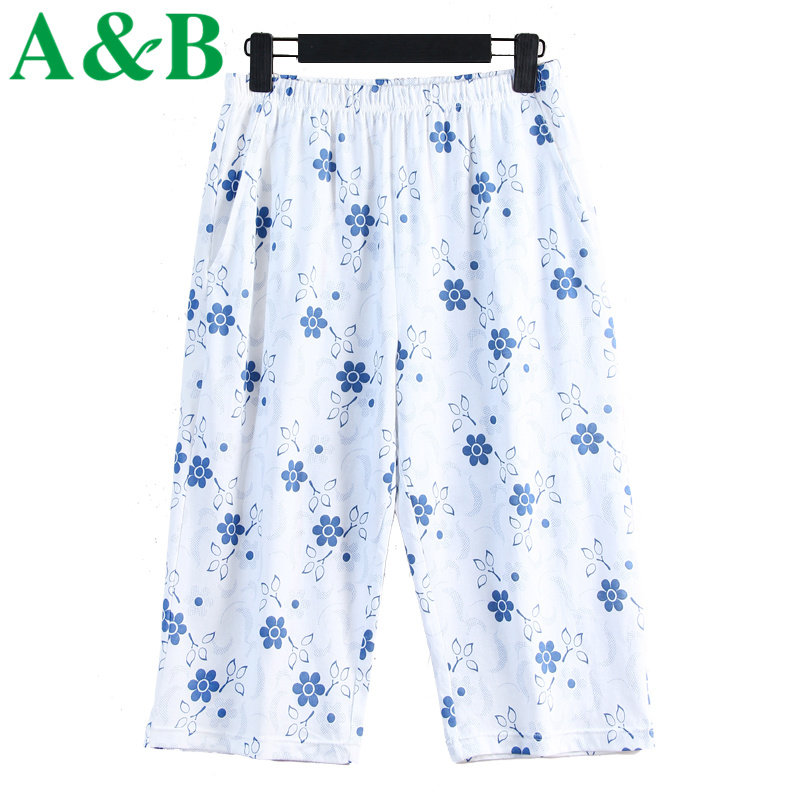 ab pajamas women's cotton home pants old lady pants cotton large size grandmother seven-point pants old man five-point pants pants