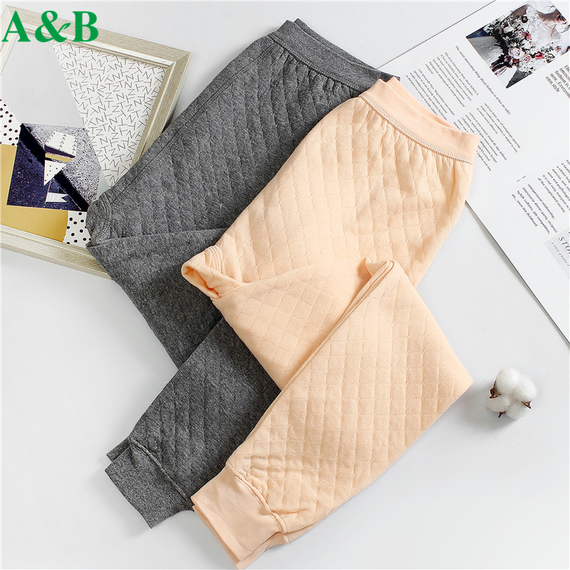 2 AB quần mùa thu phụ nữ 100cotton ba lớp dày quần cotton quy mô lớn lót quần eo cao quần ấm áp.