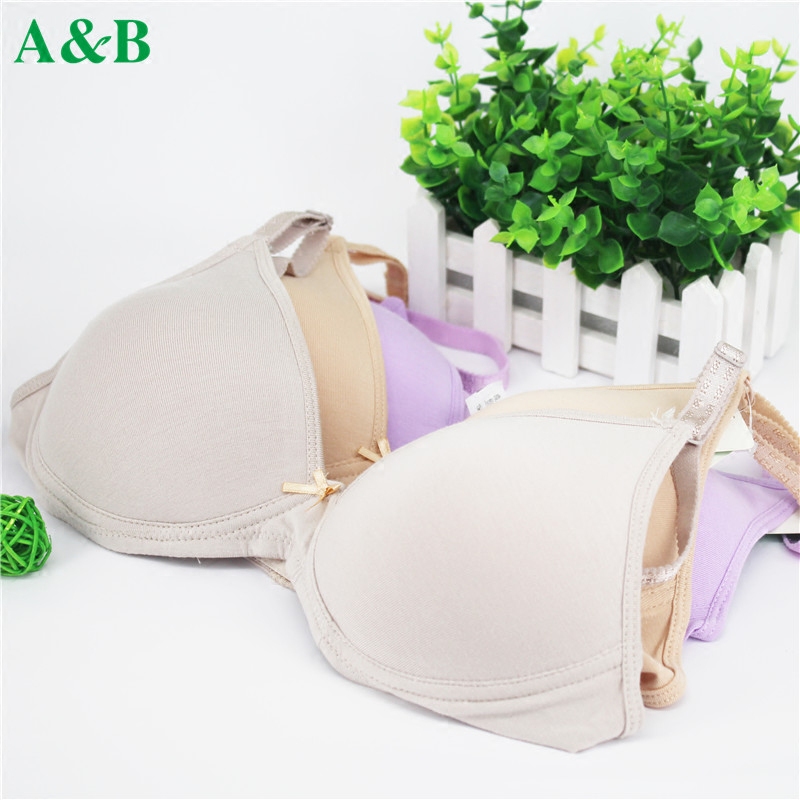 Ab Intimates Pure Cotton Wire-Free Bra for Middle and High School Students, One-Piece Development Period Girl's Bra C488