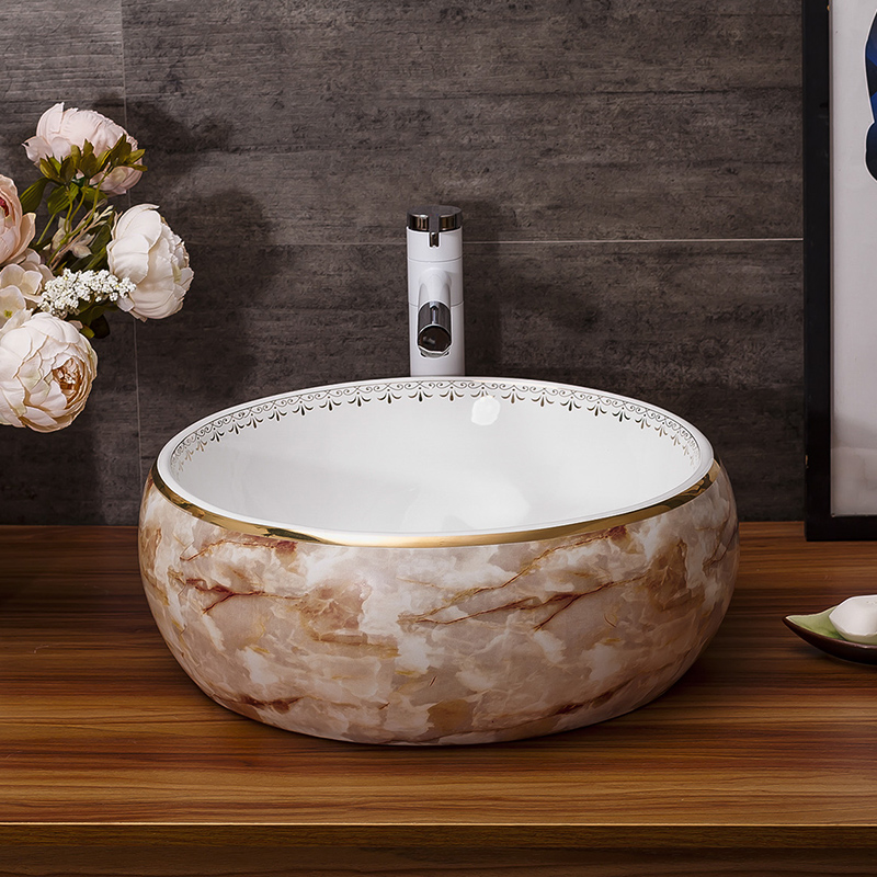 Imitation of marbling square European archaize ceramic stage basin bathroom wash a face to the balcony sink basin of art
