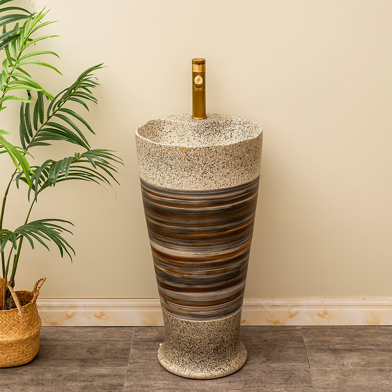 Retro one - piece floor pillar basin is suing garden ceramic lavatory industrial basin of wash one household wind on the balcony