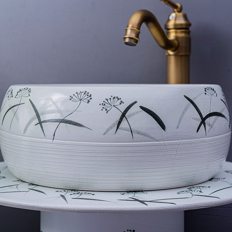 Household lavabo floor pillar basin courtyard balcony toilet stage basin integrated basin ceramic sinks. 4